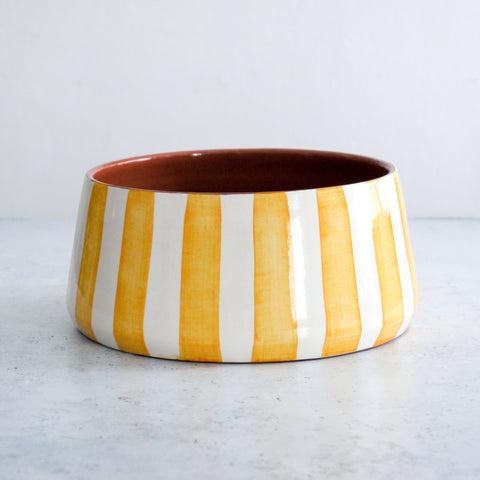 Large Bold Striped Fruit Bowl Yellow Ø24cm
