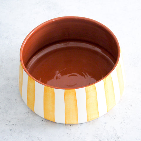 Large Bold Striped Fruit Bowl Yellow Ø24cm