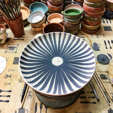 Grande assiette Ray en bleu Ø27cm