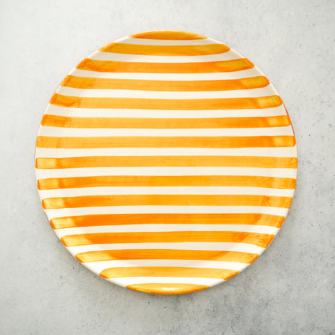 Plato con rayas en relieve en color amarillo, Ø 41 cm