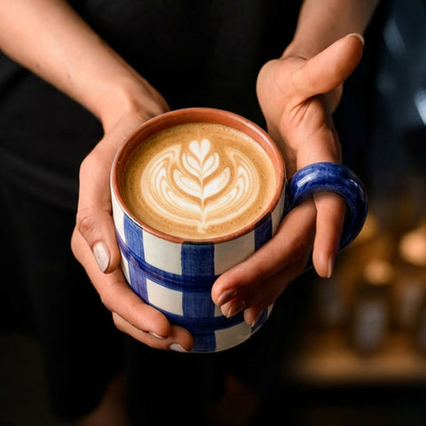 Grid Mug in Blue 250ml