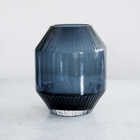 Jarrón mediano de cristal azul