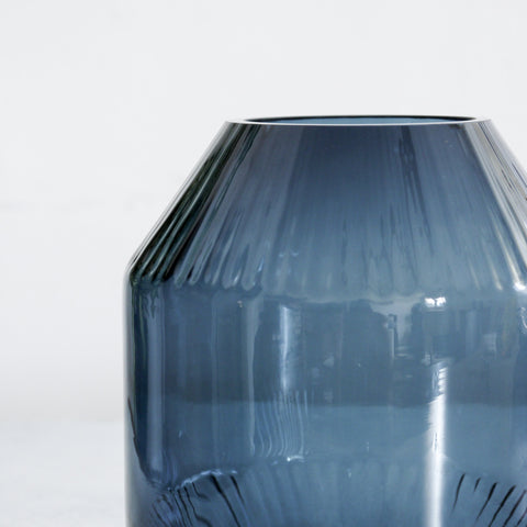 Jarrón mediano de cristal azul