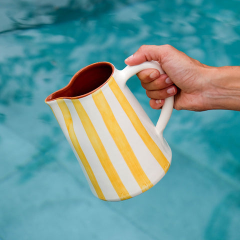 Bold stripe large pitcher in yellow 800ml