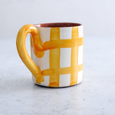 Grid Mug in Yellow 250ml