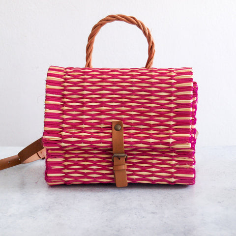 Cesta portuguesa tradicional con correa - Magenta pequeña