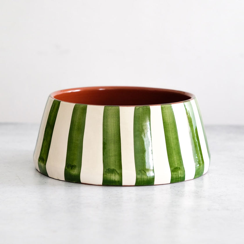Large Bold Striped Bowl Green Ø24cm
