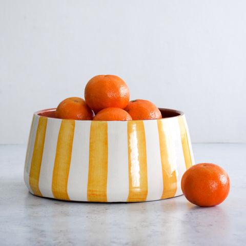 Large Bold Striped Fruit Bowl Yellow Ø24cm