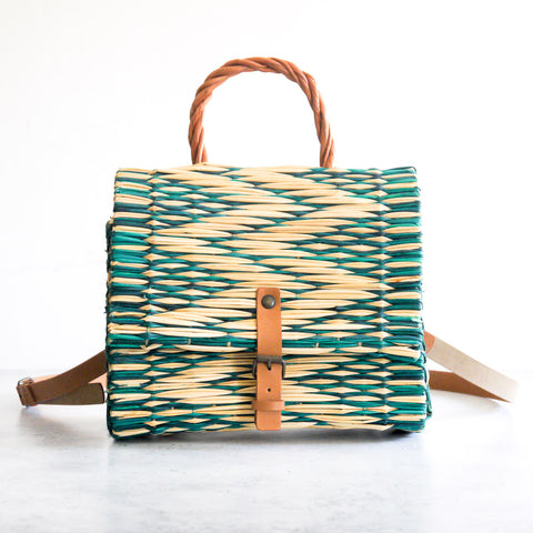 Cesta tradicional portuguesa con correa - Verde pequeña