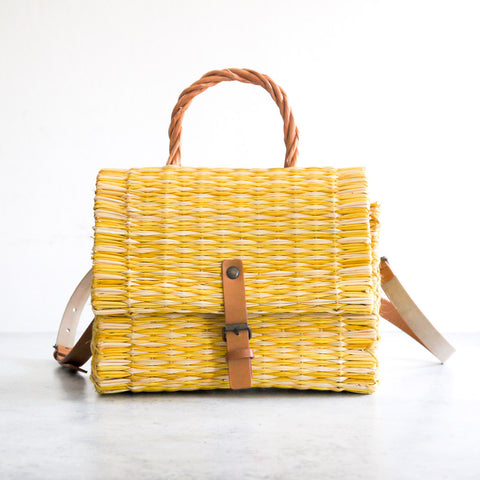Cesta tradicional portuguesa con correa - Pequeña amarilla