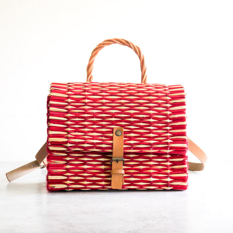 Cesta portuguesa tradicional con correa - Roja pequeña
