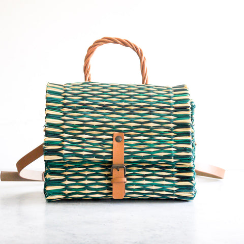 Cesta tradicional portuguesa con correa - Verde pequeña