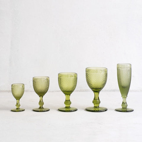 White Wine Glass in Green - Set of 6