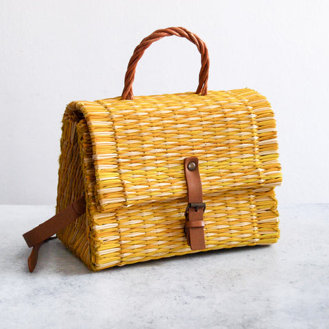 Traditional Portuguese Basket with strap - Small Yellow